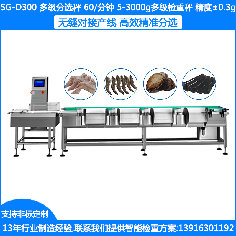 SG-D300多级重量分选秤 5-3000克多级检重分选秤 ±0.3克多级分选秤